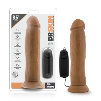 Dr. Skin Dr. Throb 9.5in Vibrating Cock W/ Suction Cup Mocha