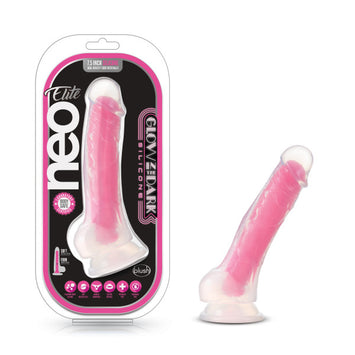 Neo Elite Glow In The Dark 7.5 In Silicone Cock W/ Balls Neon Pink Default Title