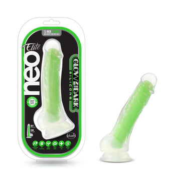 Neo Elite Glow In The Dark 7.5 In Silicone Dual Density Cock W/ Balls Neon Green Default Title