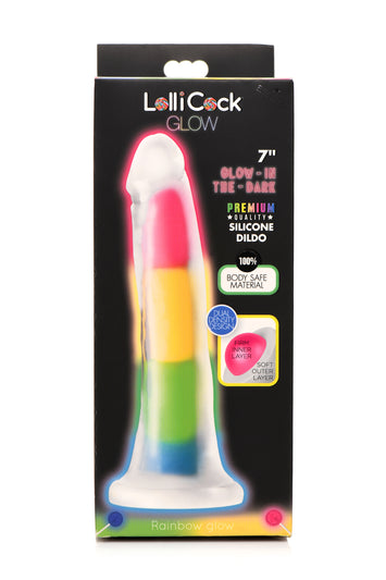 Lollicock 7in Glow In The Dark Rainbow Silicone Dildo Default Title