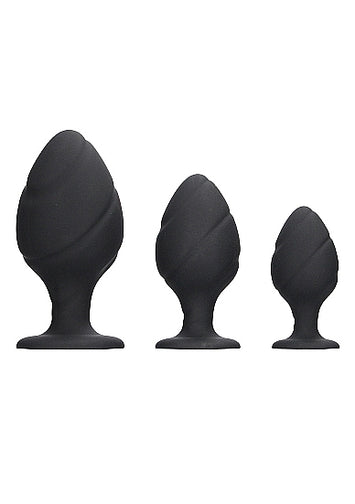 Swirled Butt Plug Set Black Default Title