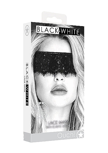 B&w Lace Mask With Elastic Strap Default Title