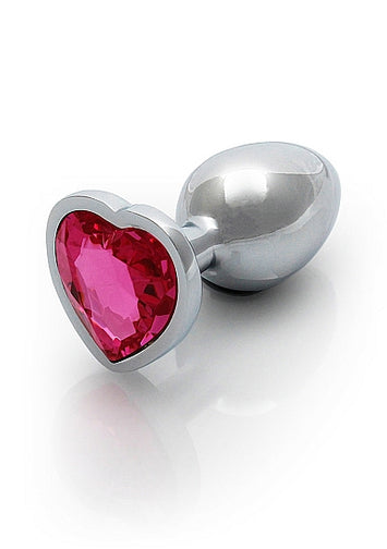 Heart Gem Butt Plug Small Silver Rubellite Pink Default Title