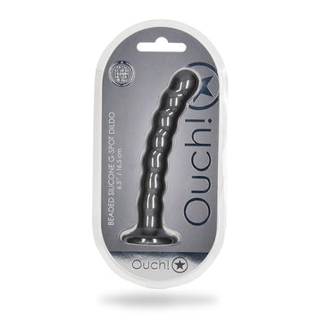 Ouch! Beaded Silicone G-spot Dildo 6.5 In Gunmetal