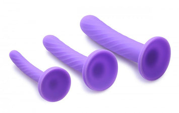 Strap U Tri Play 3 Pc Silicone Dildo Set Purple Default Title