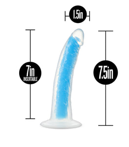 Neo Elite Glow In The Dark 7.5in Dual Density Cock Neon Blue