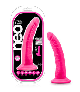 Neo Elite 7.5in Silicone Dual Density Cock Neon Pink