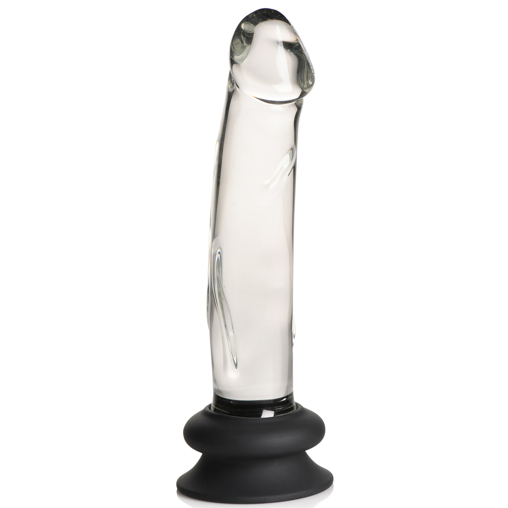 Pleasure Crystals 7.6 In Glass Dildo W/ Silicone Base Default Title