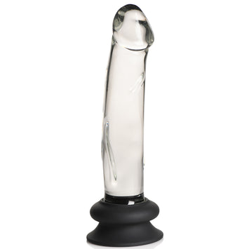 Pleasure Crystals 7.6 In Glass Dildo W/ Silicone Base Default Title