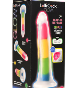 Lollicock 7in Glow In The Dark Rainbow Silicone Dildo Default Title