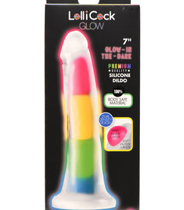 Lollicock 7in Glow In The Dark Rainbow Silicone Dildo Default Title