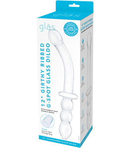 Glas 12in Girthy Ribbed G-spot Glass Dildo W/ Handle Grip Default Title