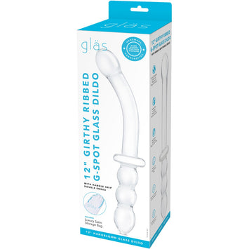 Glas 12in Girthy Ribbed G-spot Glass Dildo W/ Handle Grip Default Title