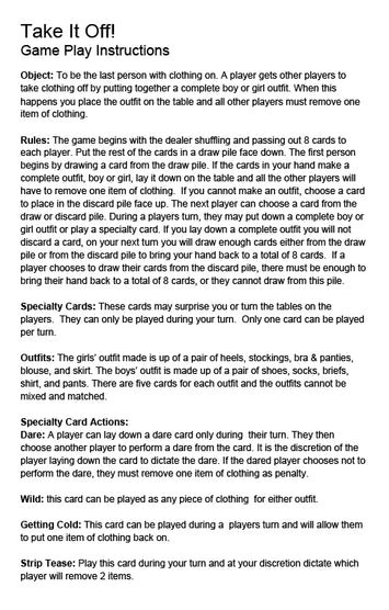 Take It Off Stripping Card Game Default Title