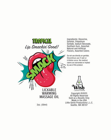 Smack 2 Oz Warming Massage Oil Tropical