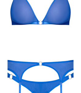 Sassy Bra Garter & Rouched Panty Cobalt