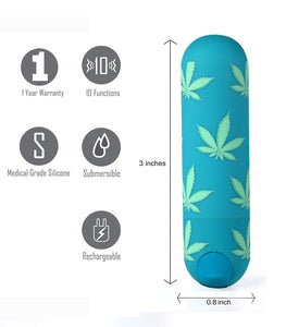 Jessi 420 10 Function Mini Rechargeable Bullet Emerald