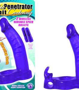 Double Penetrator Rabbit Cockring Red