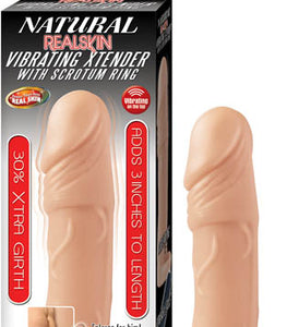 Natural Realskin Vibrating Xtender W/ Scrotum Ring Flesh
