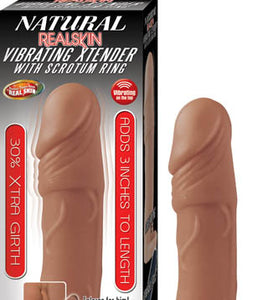 Natural Realskin Vibrating Xtender W/ Scrotum Ring Flesh