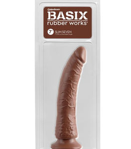 Basix Rubber Works 7in Slim Dong W/ Suction Cup Brown