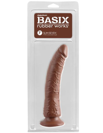 Basix Rubber Works 7in Slim Dong W/ Suction Cup Brown