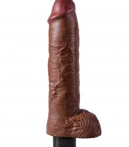 King Cock 10in Cock W/balls Vibrating Brown