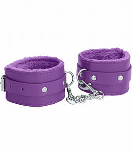 Ouch! Plush Leather Handcuffs Purple