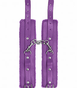 Ouch! Plush Leather Handcuffs Purple