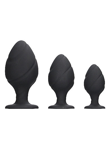 Swirled Butt Plug Set Black Default Title