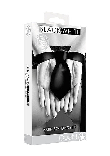 B&w Satin Bondage Tie Black Default Title