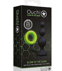 Glow Beads Butt Plug W/ Cock Ring Glow In The Dark Default Title