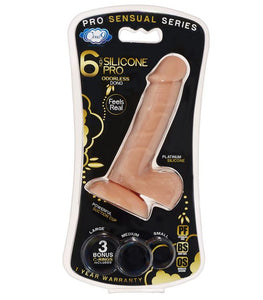 Pro Sensual Premium Silicone Dong W/ 3 C Rings Flesh 6