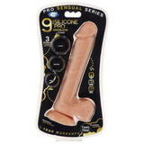 Pro Sensual Premium Silicone Dong W/ 3 C Rings 9 " Tan
