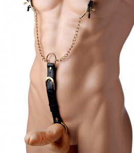 Master Series Penitentiary Nipple Clamps & Cock Ring Set Gold Default Title