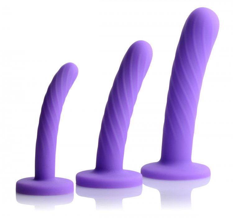 Strap U Tri Play 3 Pc Silicone Dildo Set Purple Default Title