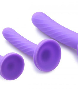 Strap U Tri Play 3 Pc Silicone Dildo Set Purple Default Title