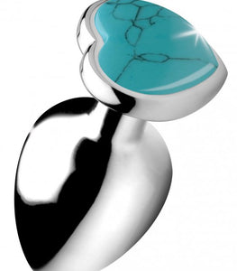 Booty Sparks Gemstones Large Heart Anal Plug Turquoise